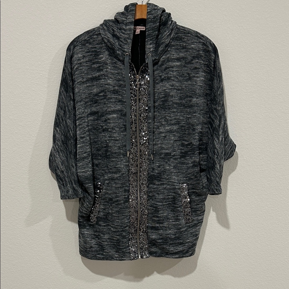 Vintage Juicy Couture Charcoal Gray Sequin Zip Hoodie